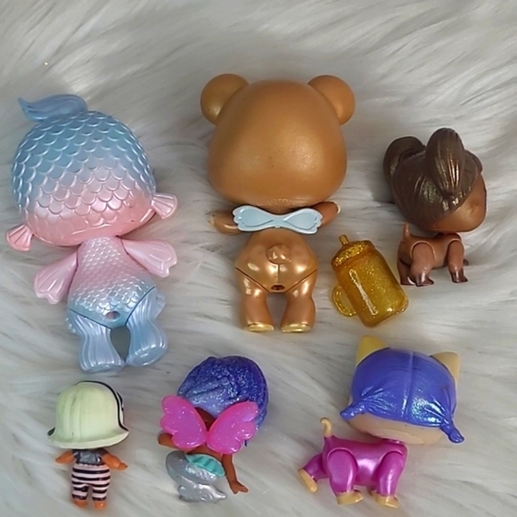 L.O.L. Surprise! Mini Doll Toy Lot Six Pieces Glitter Dog Mermaid Plastic Toys - Picture 10 of 13